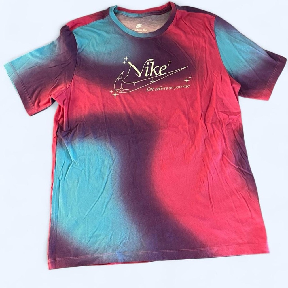 Nike Tie Dye Gradient T Shirt Pink Blue Large Tall Graphic Tee